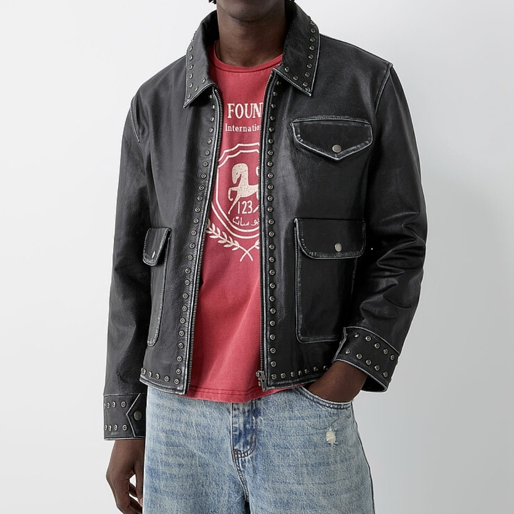 FOUND Studded Vintage Leather Jacket